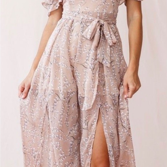 Selfies Leslie women’s Jazz Bardot neckline wide leg split jumpsuit - Picture 8 of 11